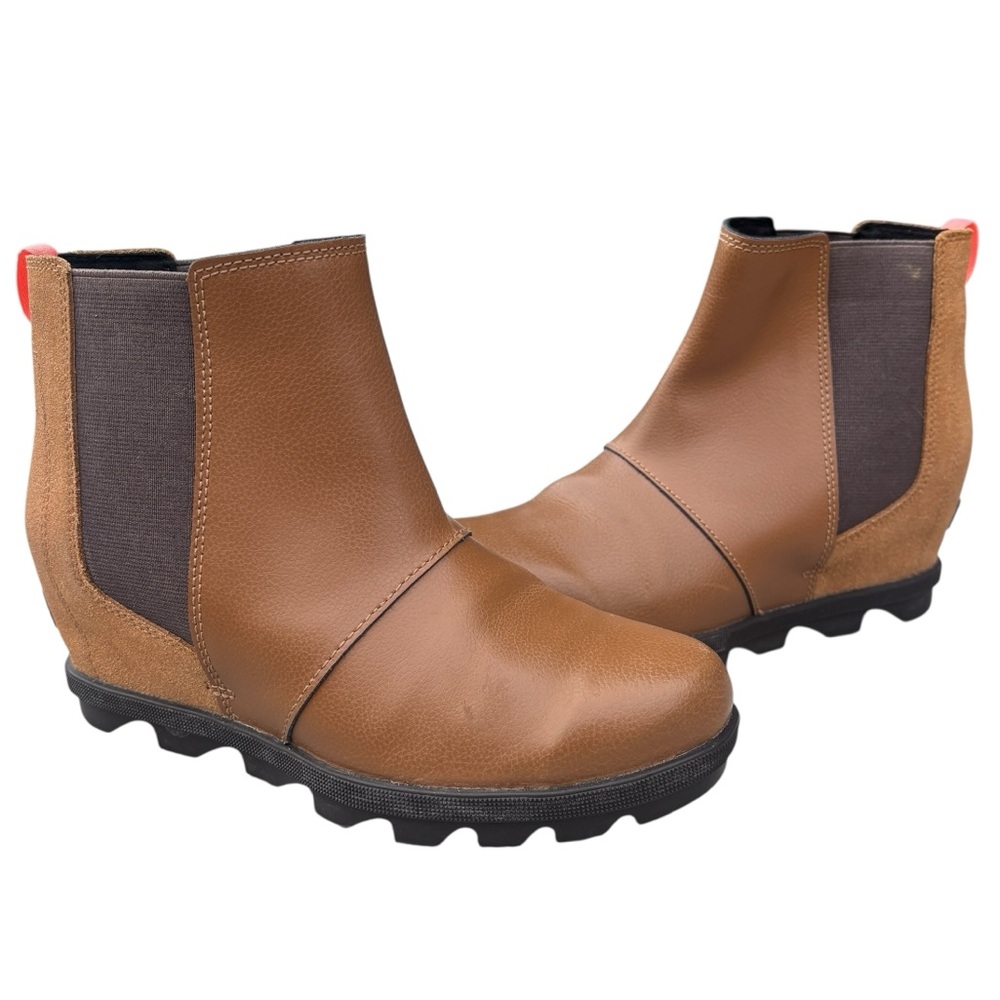 Sorel Joan Of Arctic Boots Girls 5 Brown Wedge Chelsea Glitter Shimmer Pull On